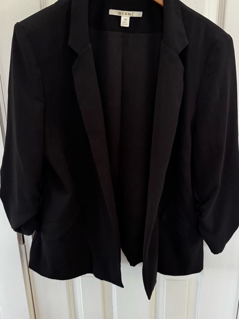 miami Black Open-Front Blazer with Notch Lapel